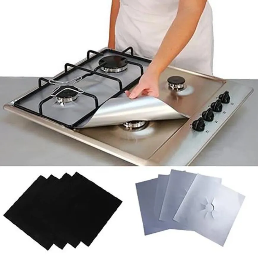 4Pcs/set Gas Stove Protectors Cooker Cover Liner Clean Mat Pad Gas Stove  Stovetop Protector for Kitchen Cookware Accessories