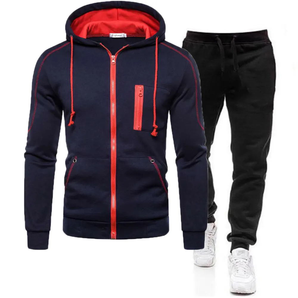 Marcas Designer Mens Outono Winter Tracksuit Zipper Hoodie e Calças 2 Parte Casual Sportswear Jogger Running Terno Fitness Swea