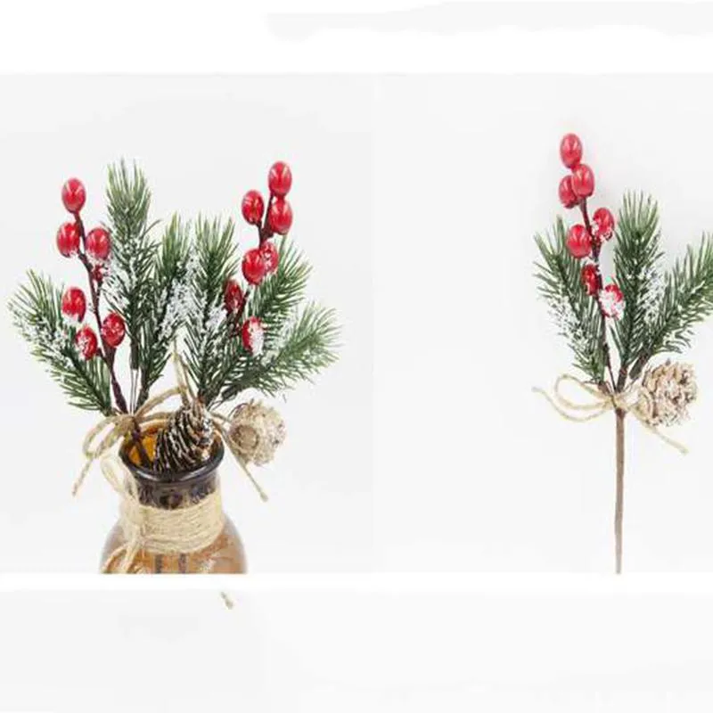 Christmas Tree Decoration Simulation Cedar Berries Bouquet Home Decor Xmas Ornaments Ormosia Bouquets DIY garland Pine Cone BH4962 WLY