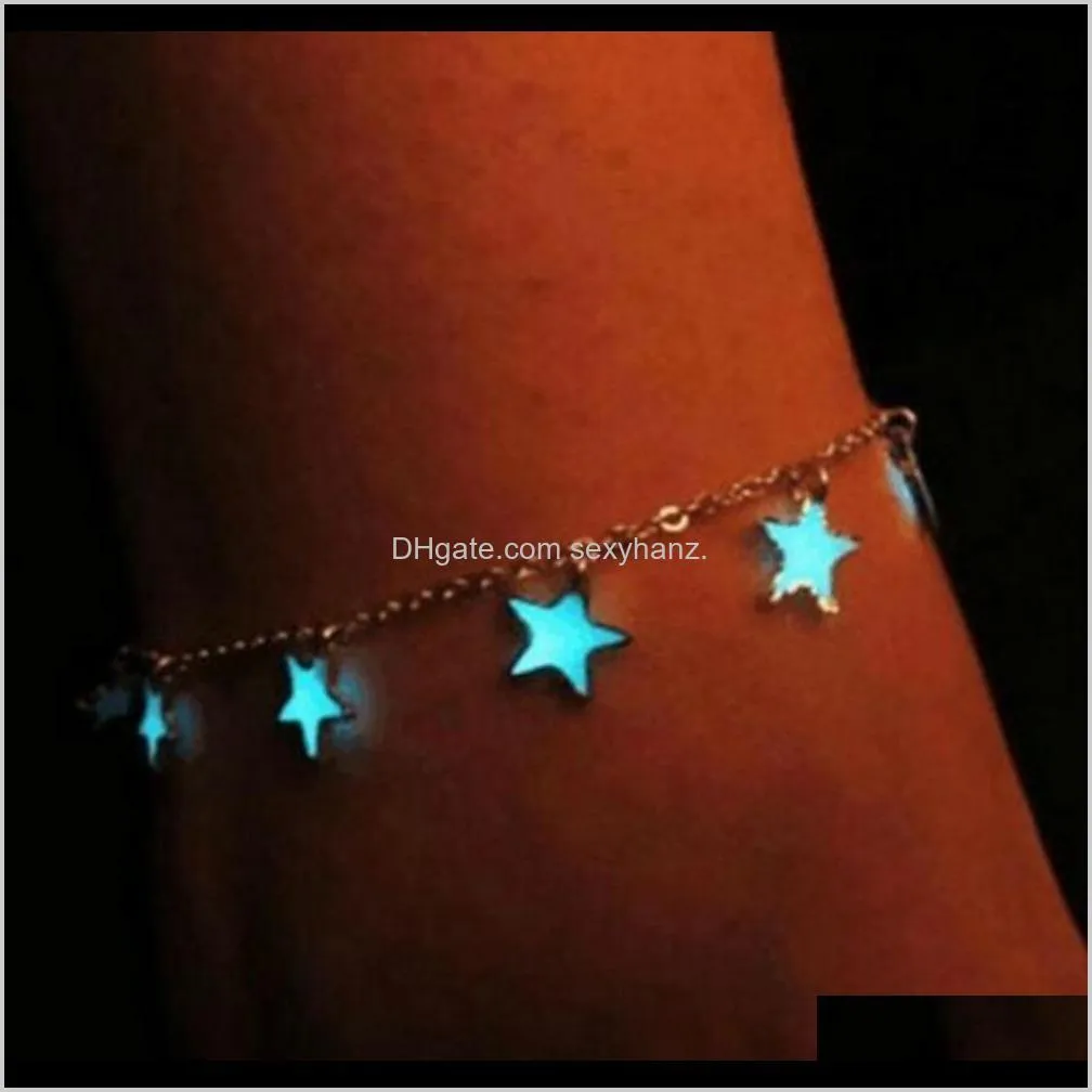 jl01 luminous jewelry beach wind blue fluorescent five pointed star decoration suzhou lady foot chain