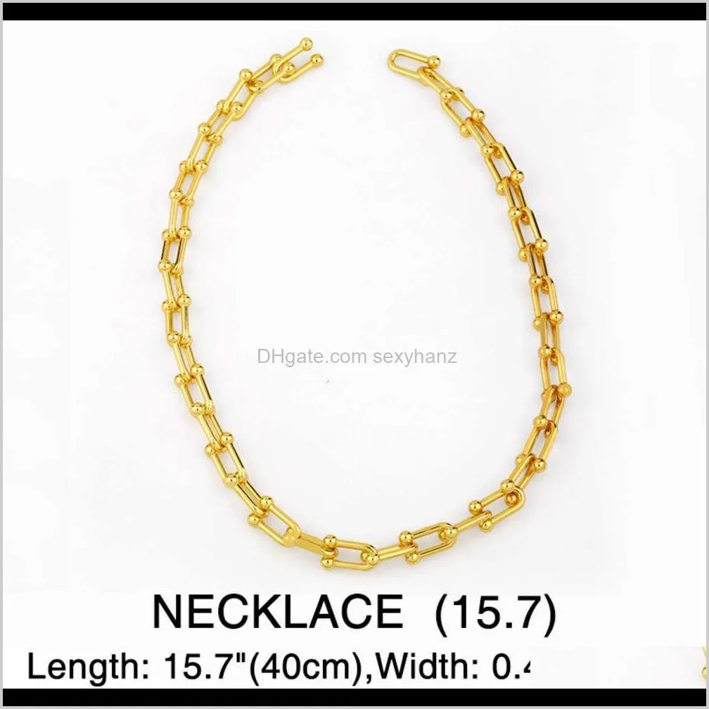 pendants ins net red cool wind thick female minority gold u-shaped lock necklace clavicle chain nkr67