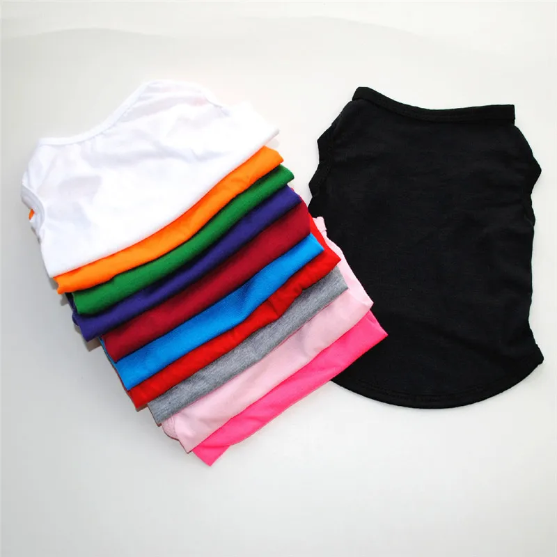 Dog Apparel Solid Color White Black Red Pink Pets Shirts XS -XL Puppy Summer Breathable Clothes