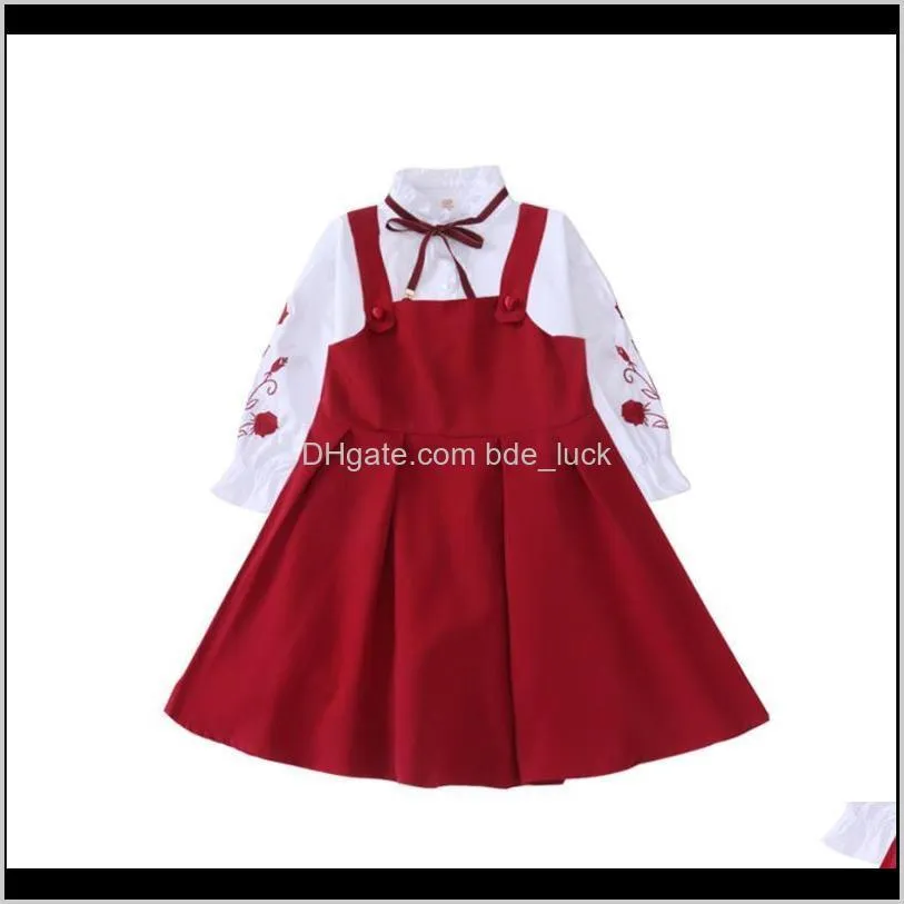 Girls Clothes Set Embroidery Blouse+Dress 2 Pcs Autumn Suit For Girls Casual Children`s Set Winter Teen Clothing 4 6 8 12