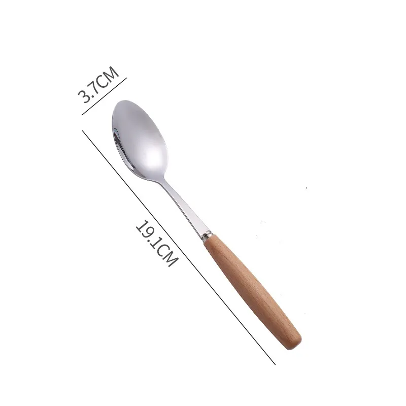 9 Size Long Wood Handled Stainless Steel Coffee Spoon Soup Spoon Ice Cream Dessert Tea Flatware Tableware Kitchen Accessories LX4083