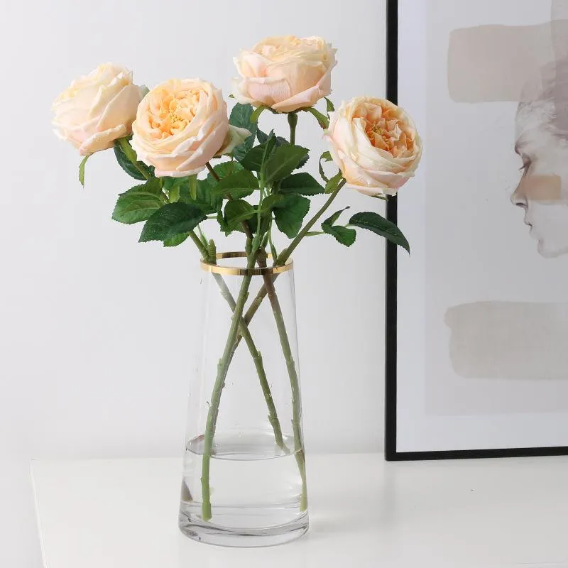 Dekoratif Çiçek Çelenkleri Yapay Austin Çay Gül Lateks Simülasyon Çiçeği Gerçekten Dokunma Düğün Ziyafet Aile Partisi Bahçe Düzenlemesi