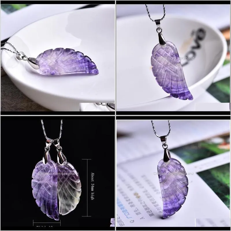 1pc Natural Fluorite Mineral Jewelry Wing Pendant Guardian Noble Couple Pendant Necklace Pendant Diy Gift Jewelry Men A qylmym