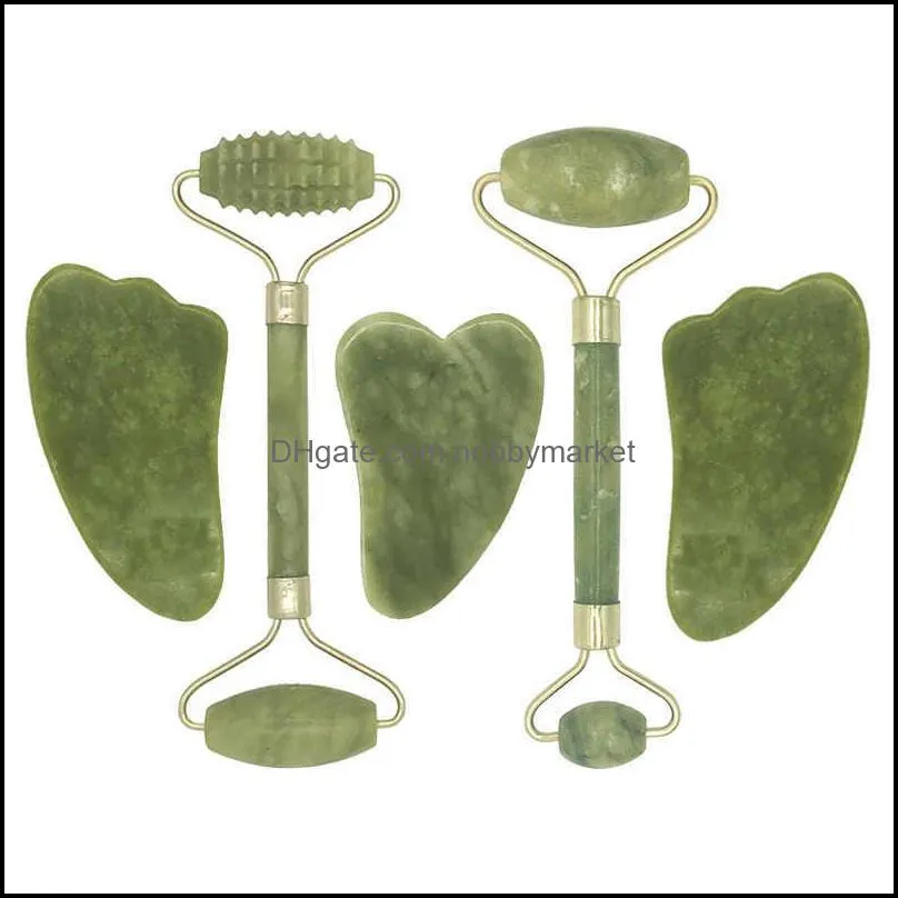 Roller Natural Jade Face Massager Gua Sha Scraper Set Gouache Guasha Tool Designer Body Wholesale 860O