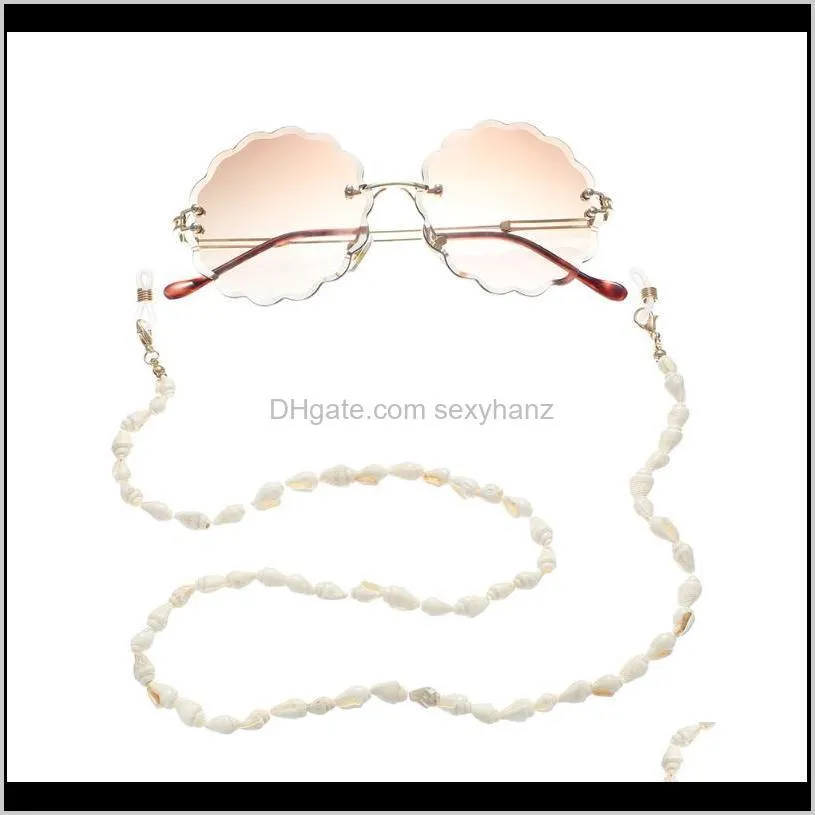 White Novelty Women Girls Small Conch Eyeglass Eyewears Sunglasses Reading Glasses Chain Cord Holder Neck Strap Rope