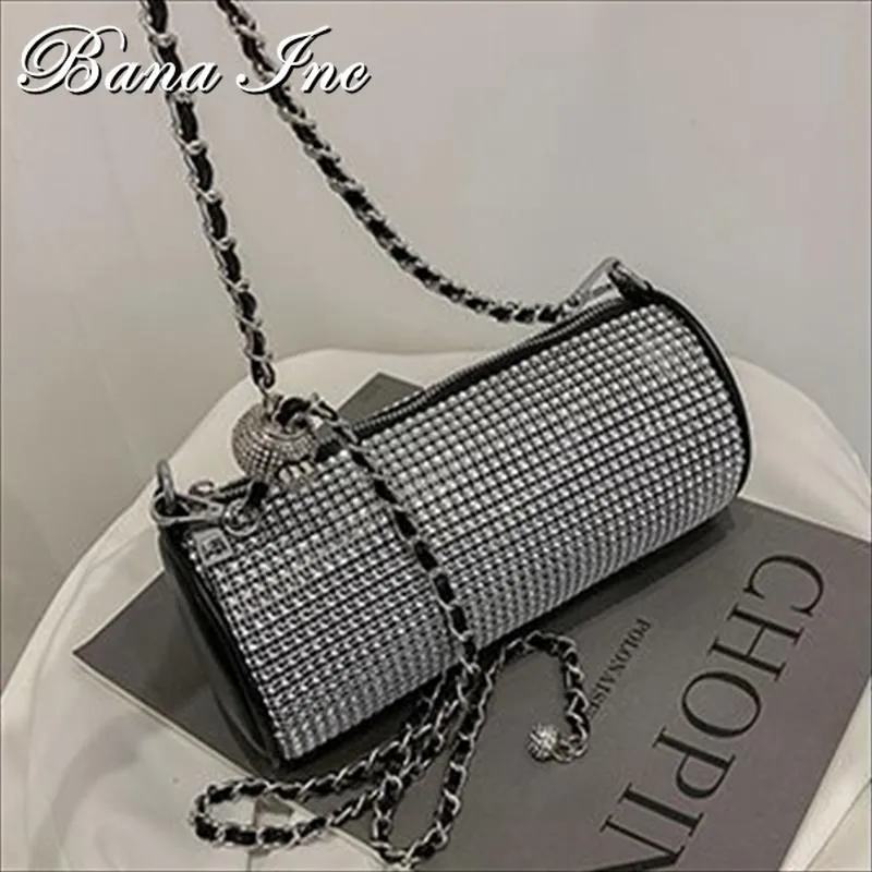 Abendtaschen Frauen Schulter Geldbörse Diamant Bling Kleine Handtaschen und Zylinder Metallkette Crossbody für 2021 Hand