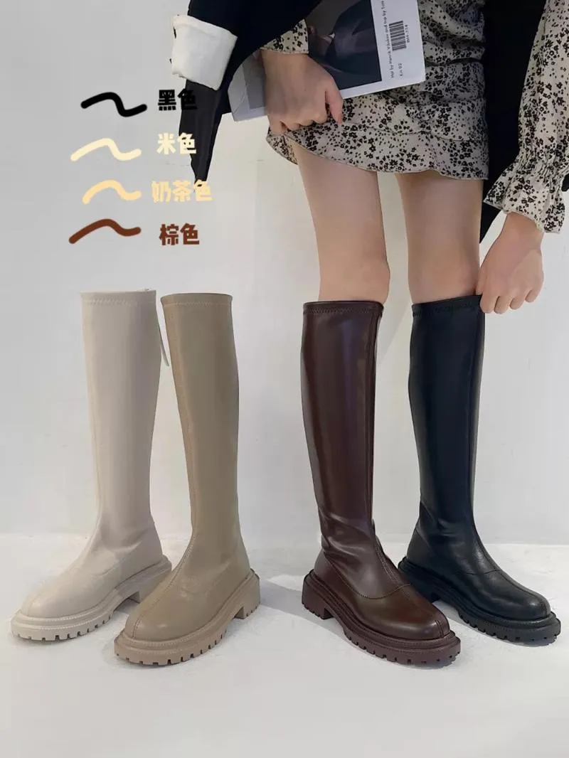 Boots Round Toe Lady Sexy Thigh High Heels Boots-Women Zipper Luxury Designer Clogs Platform Shoes Over-the-Knee Ridin
