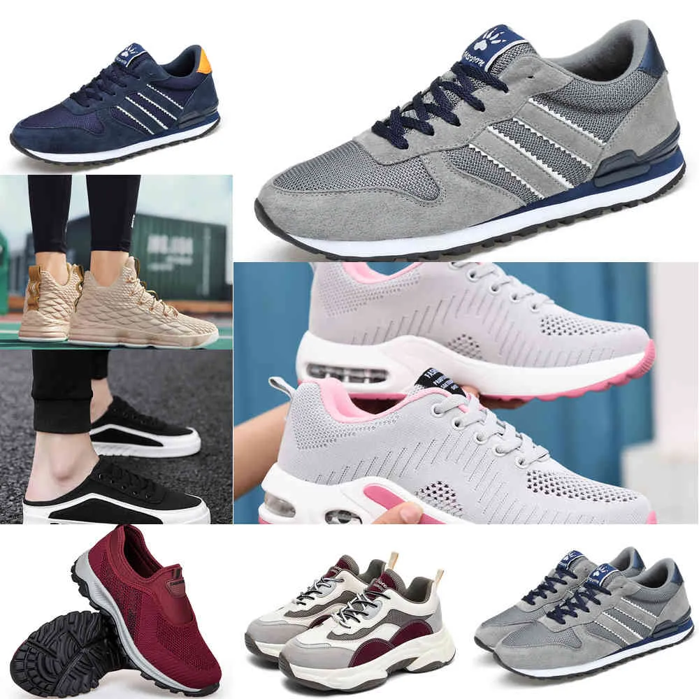 QYPP 2021 men women running shoes platform trainers beige black grey triple white 668 outdoor sports sneakers size 39-44