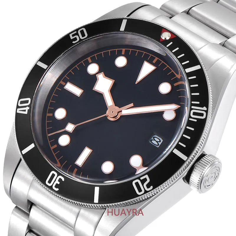 Zegarek na rękę 41 mm zegarek ze stali nierdzewnej Męski zegarek automatyczny Szklany Mineral Glass Black Sterylna tarcza aluminiowa data Luminous Hands