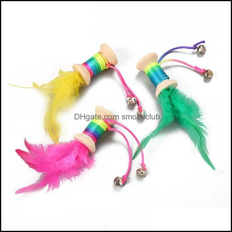 Cat Toys Cats Feather Toy Wooded Ball With Bell And Colorful For Interactive Pet Playing