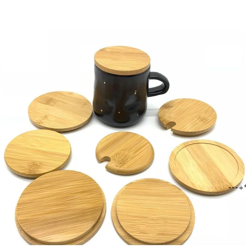 NEWBAMBOO CAP LIDS 82mm 106mm Herbruikbare Houten Mason JAR Koffie Cup Lid RRD12402