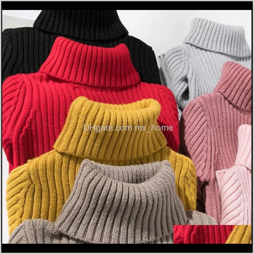 girls sweaters turtleneck solid color knitting sweater autumn children clothing white pullover kids tops 2t 3t 4t 8 12 13 years 201104