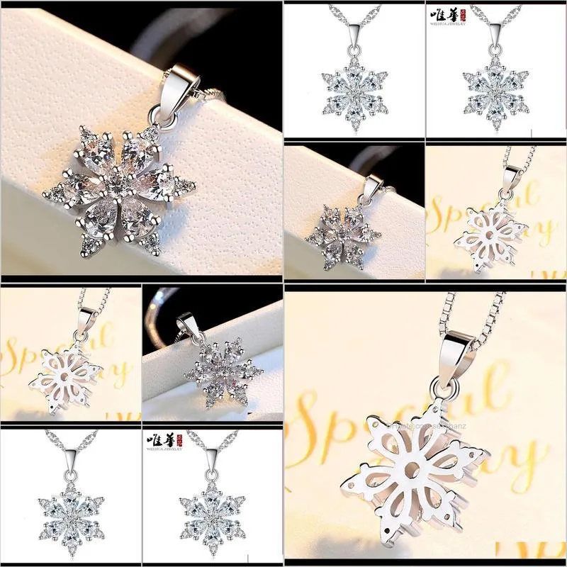weihua new korean necklace silver plated jewelry lucky snowflake fashion temperament pendant