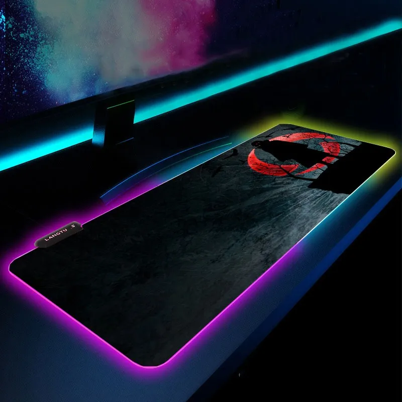 Uchiha mus vadderar 900x400x2mm rgb pad mus matta dator padmouse dominerande spel mousepad gamer till tangentbord manga matta