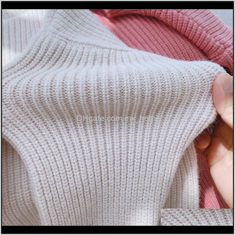 solid color baby girls soft wool knitted sweater for children`s tops clothes new kids cashmere pullover sweaters 201103