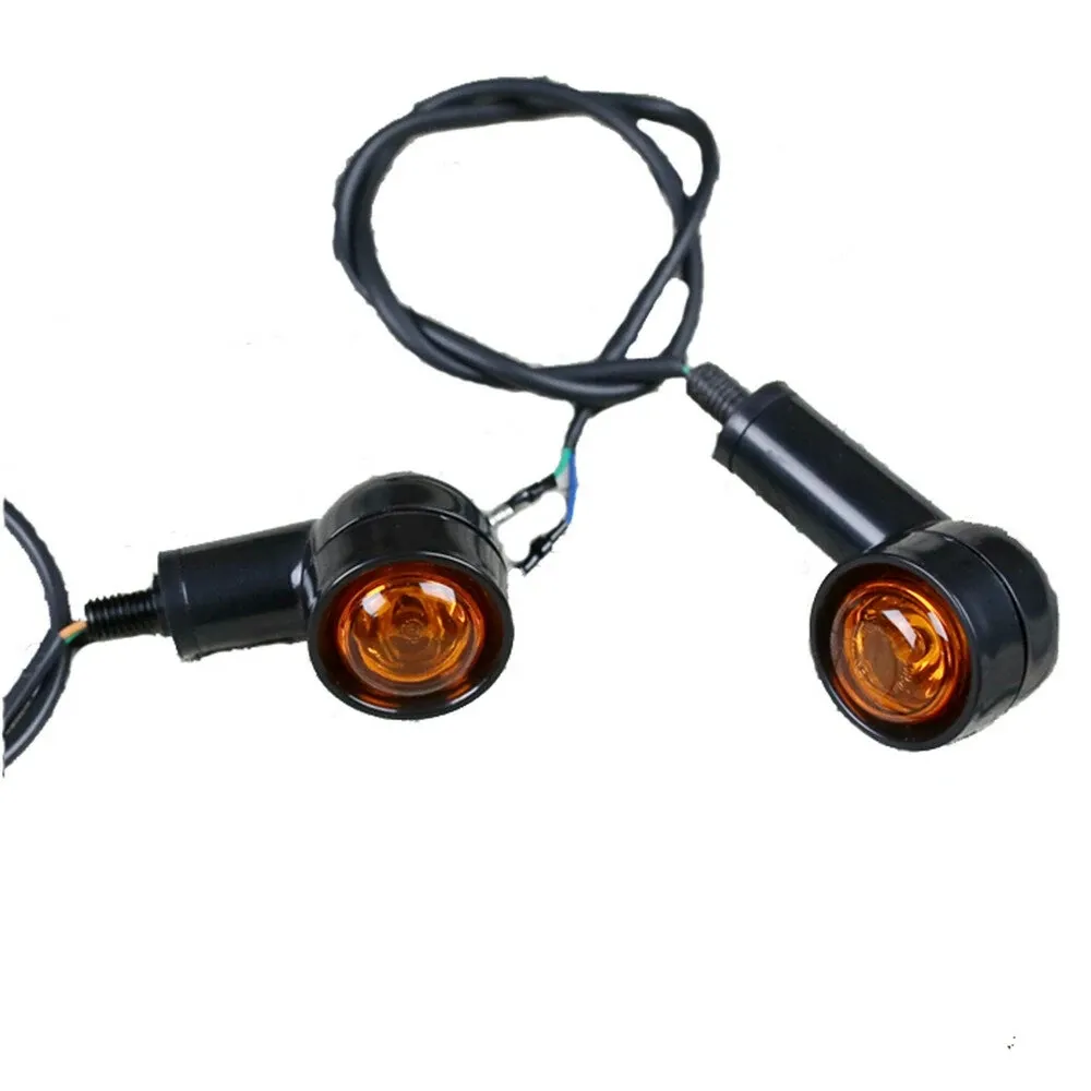 2PCS Retro Motorcycle Blinker Black Motor Indicator Turn Signal Lights