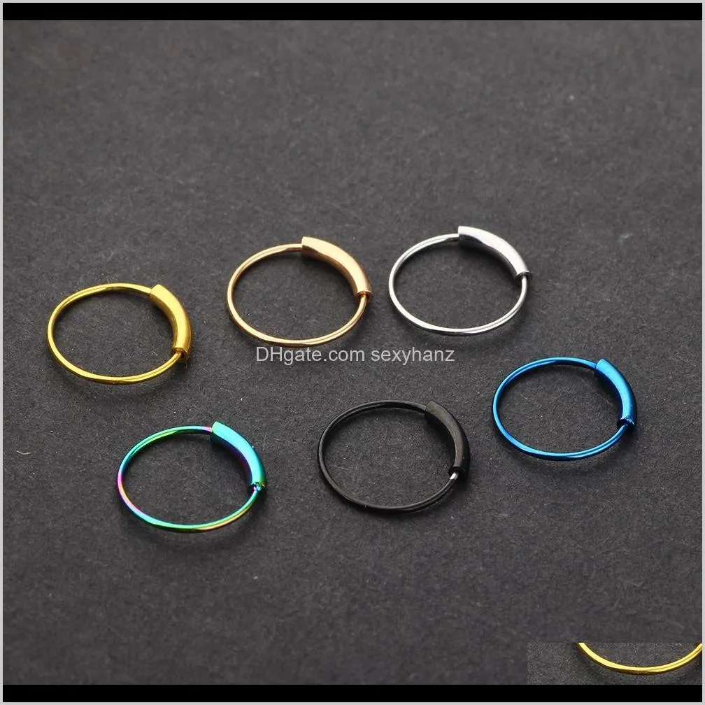 septum ring,316l steel seamless continuous nose hoop rings lip ear piercing 6 colors 22 gauge 0.6mm 6/810mm 100pcs mix