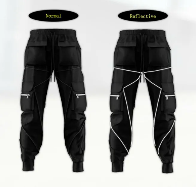 Autumn Mens Cargo Track Pants With Elastic Waist Casual Style