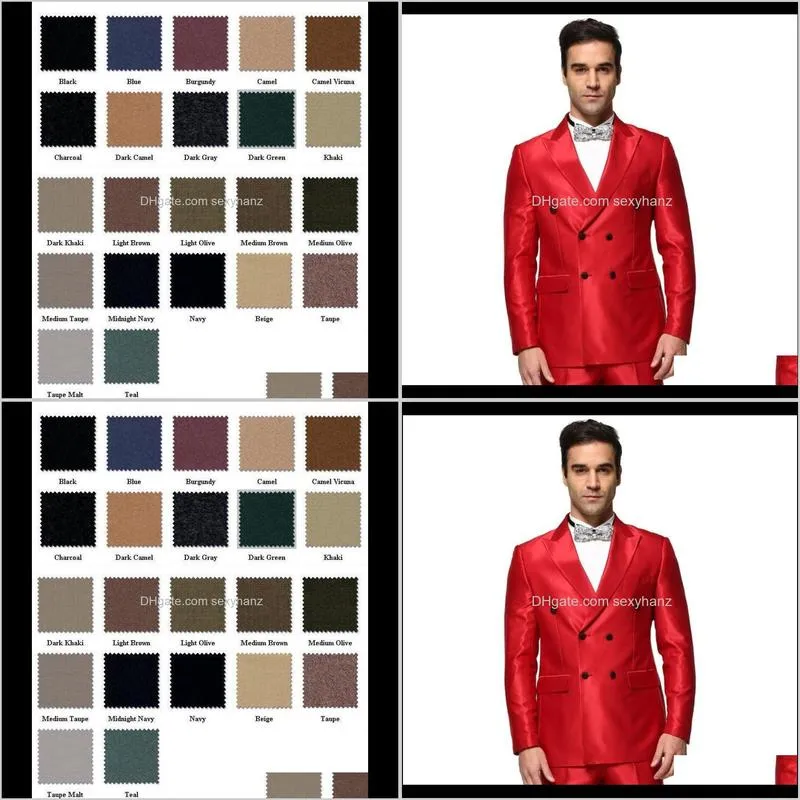 (jacket+pant) men wedding suits new style solid color shiny red personality men suit slim fit dress