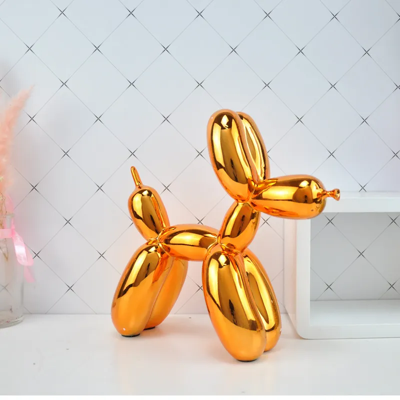 Sculpture en résine Chien Ballon jaune