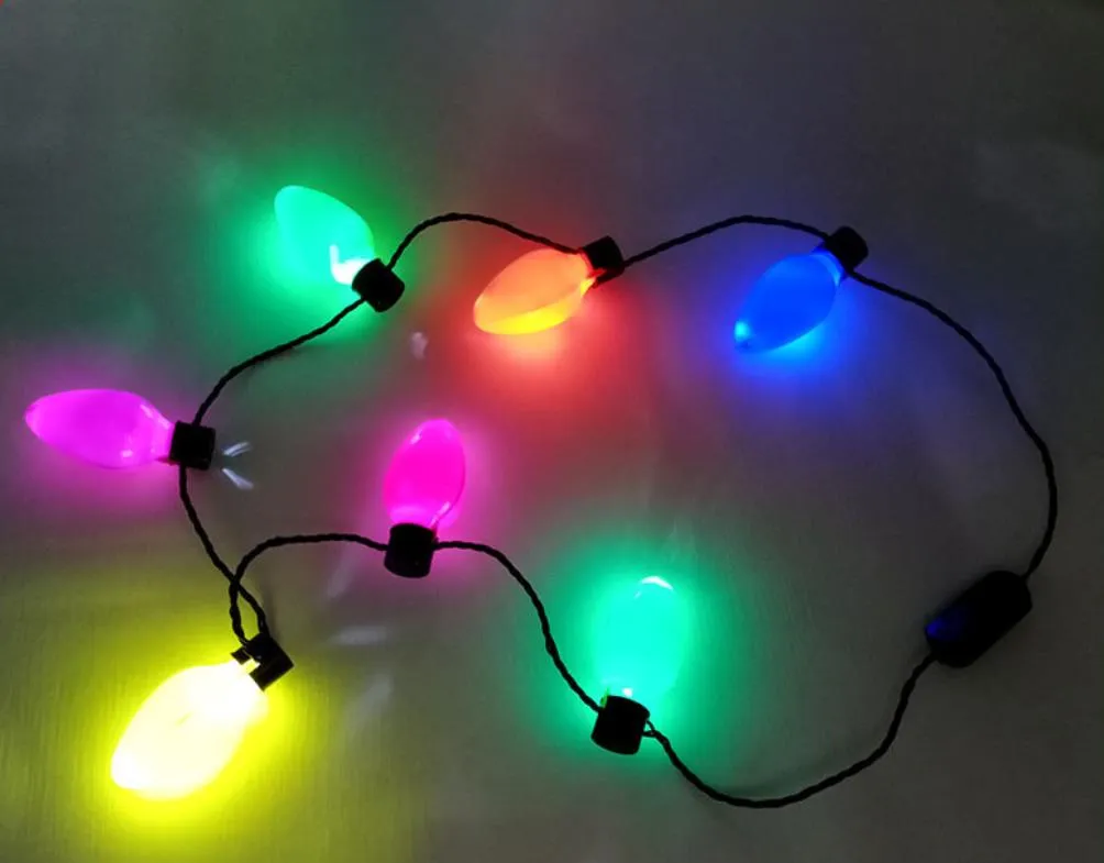 Bulb LED Flashing Necklace Light Bulbs Flashlight Luminous Christmas Decorations Charm Party Favor Gift Supplies 100pcs