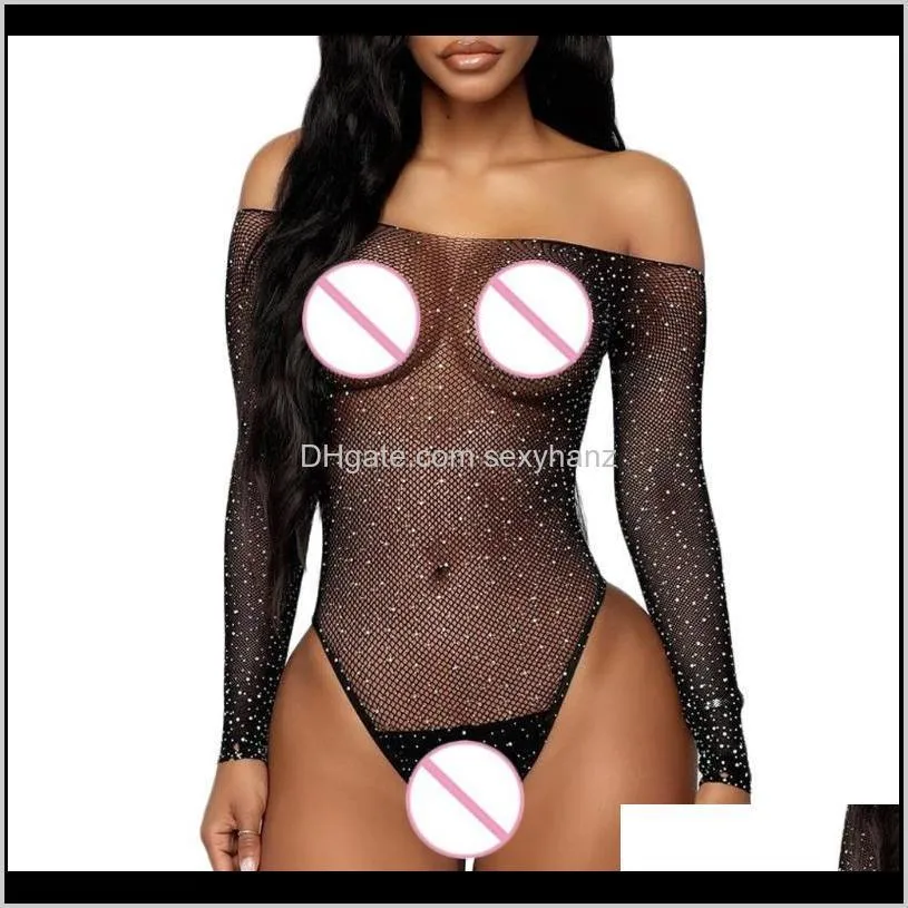 summer fishnet rhinestone rompers overall mesh playsuit bodysuit black lace bodysuit sexy women bodycon jumpsuit *m1