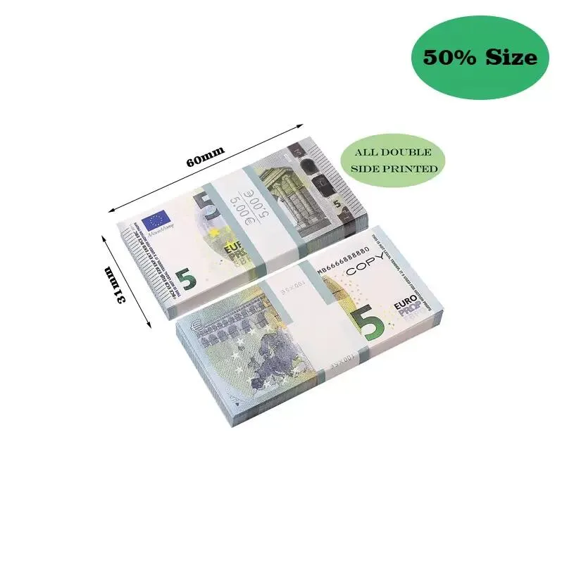 50% Size Movie prop banknote Copy Printed Fake Money USD Euro Uk Pounds GBP British 5 10 20 50 commemorative toy For Christmas Gifts