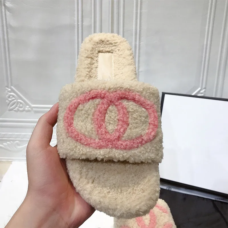 2021 Luxurys designers Women Ladies wool Slippers Slides Winter fur Fluffy Furry Warm letters Sandals Comfortable Fuzzy Girl Flip Flop Slipper