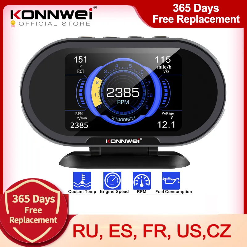 KONNWEI KW206 OBD2 On-Board Computer Auto Car Digital Computer Display OBD 2 Scanner Fuel Consumption Water Temperature Gauge