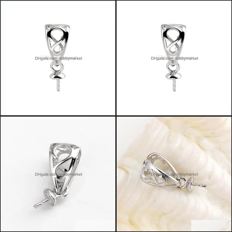 Pendant Bail Pearl Settings Fine Jewelry DIY S925 Connector Small Charm 925 Sterling Silver 10 Pieces