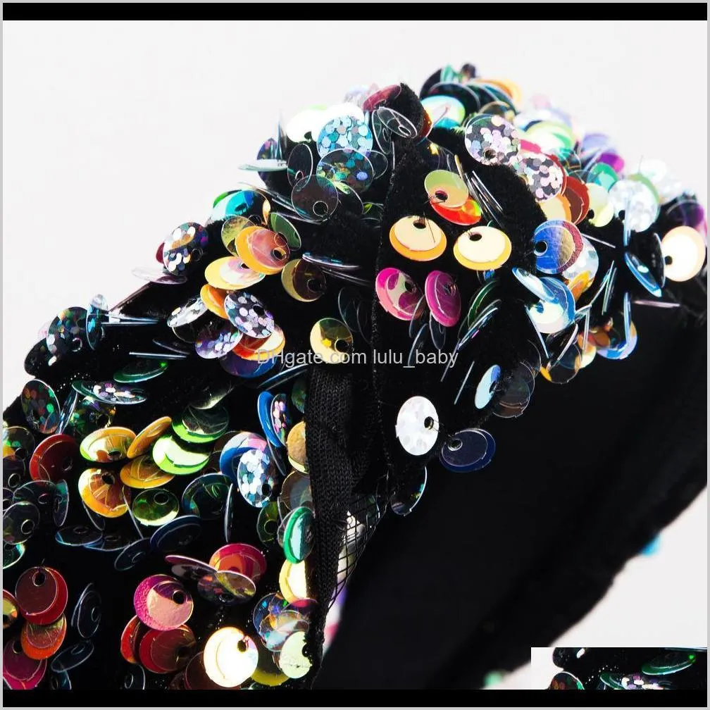 fish scales sequins mesh hair band ball show trend wide edge head band