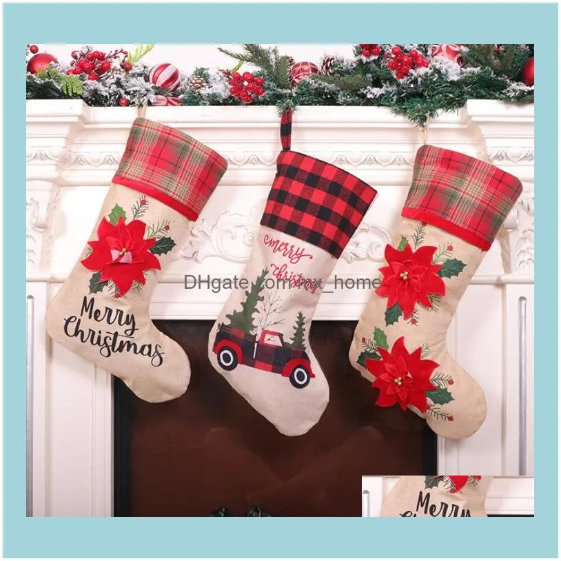 Christmas Stocking Gift Bag Christmas Hanging Socks Cute Candy Gift Bag Christmas Decorative Socks Bags Party Supplies CGY332
