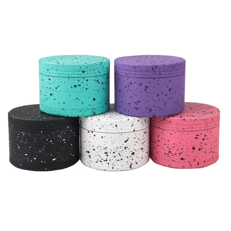 UPS or DHL 63mm rubber paint smoke grinder four layer flat wave point water drop aluminum alloy herb grinders