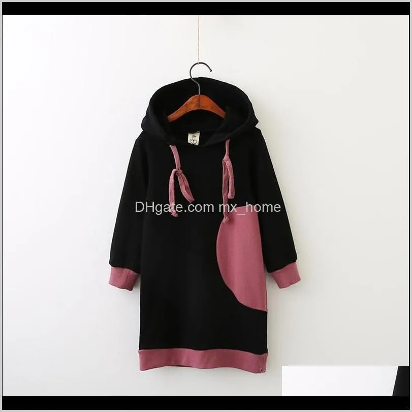 baby girls dressses new spring hooded geometry spell color long t-shirt dress for kids clothe children`s clothing