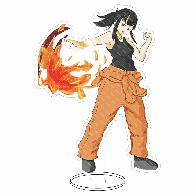 Keychains Cool Japanese Anime Fire Force Acrylic Stand Figure Model Plate Holder Cake Topper Toys Desktop Decor for Kids Boy Gift