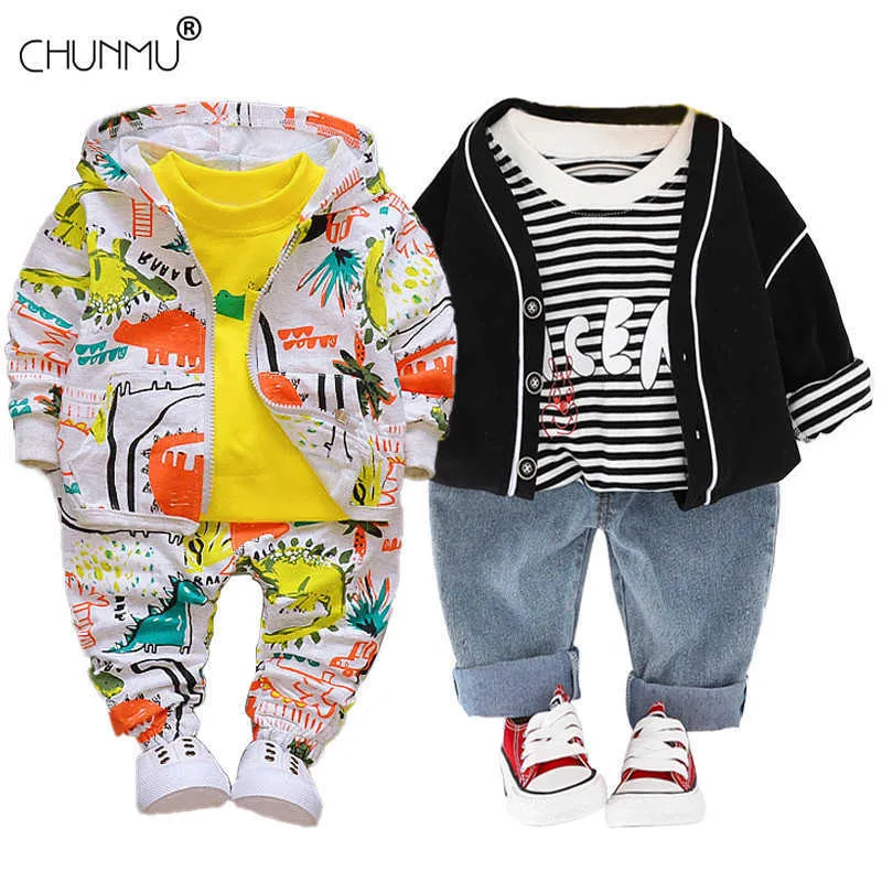 Printemps automne enfants vêtements bébé garçon fille décontracté hauts à capuche pantalon enfant en bas âge à manches longues vêtements enfants survêtements 3 pièces/ensemble X0902