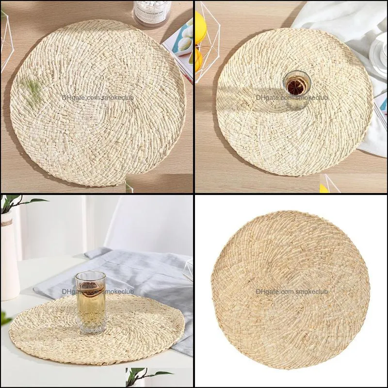 Mats & Pads Natural Corn Husk Placemats Hand-Woven Thick Thermals Insulation Pad Round Western Food Cups And Plates Bowl