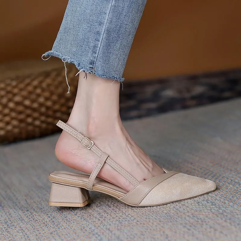 Scarpe eleganti Sandali con tacco quadrato a punta Lavori d'ufficio Hasp Donna 2021 Per le donne Moda estiva Alta Zapatillas Mujer