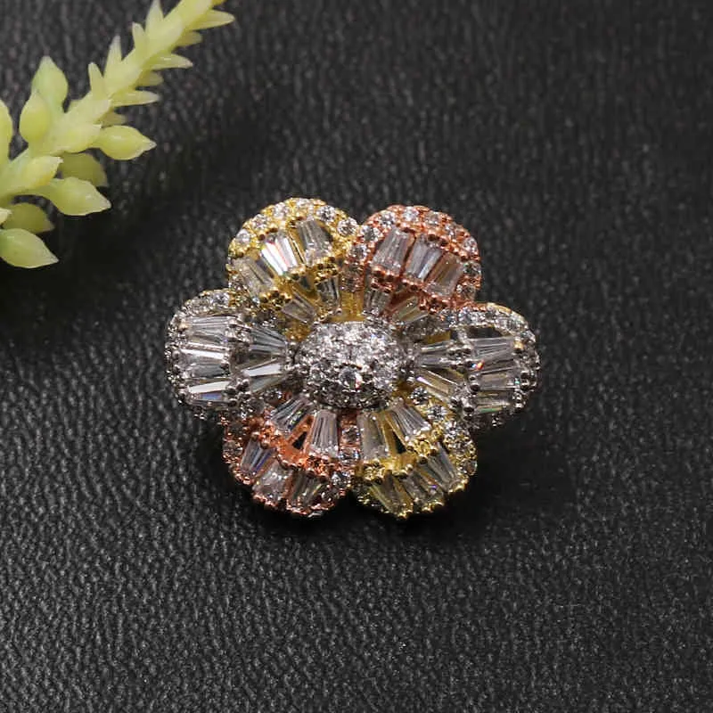 Lanyika moda jóias requintado flor adorável cúbico zircão broche pino para o festa de banquete de noivado luxo nupcial melhor presente