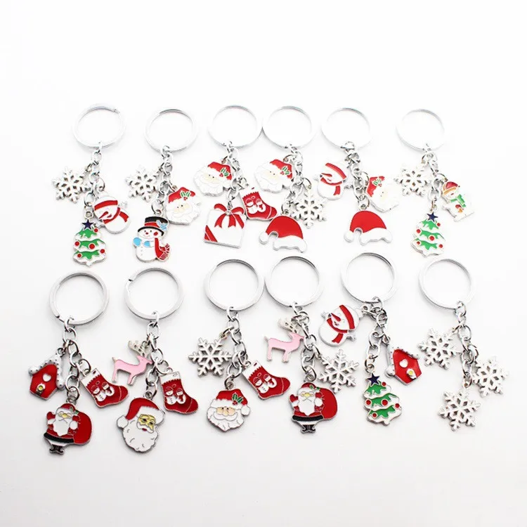 Creativiteit Kerstreeks Santa Snowman Keychain Zink Alloy Hanger Geschenken Decoratie voor Home Xmas Decor