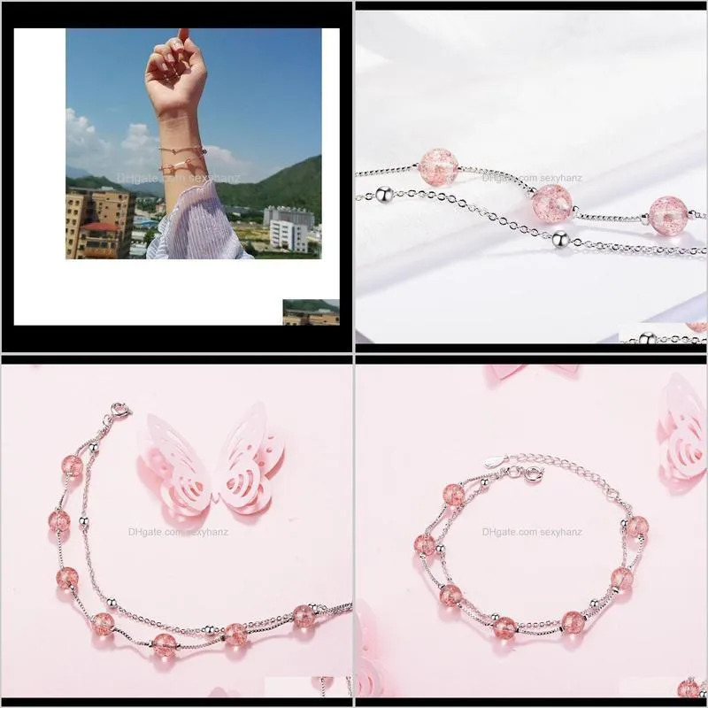 silver fashion pink ball crystal bracelets jewelry women bracelet wholesale