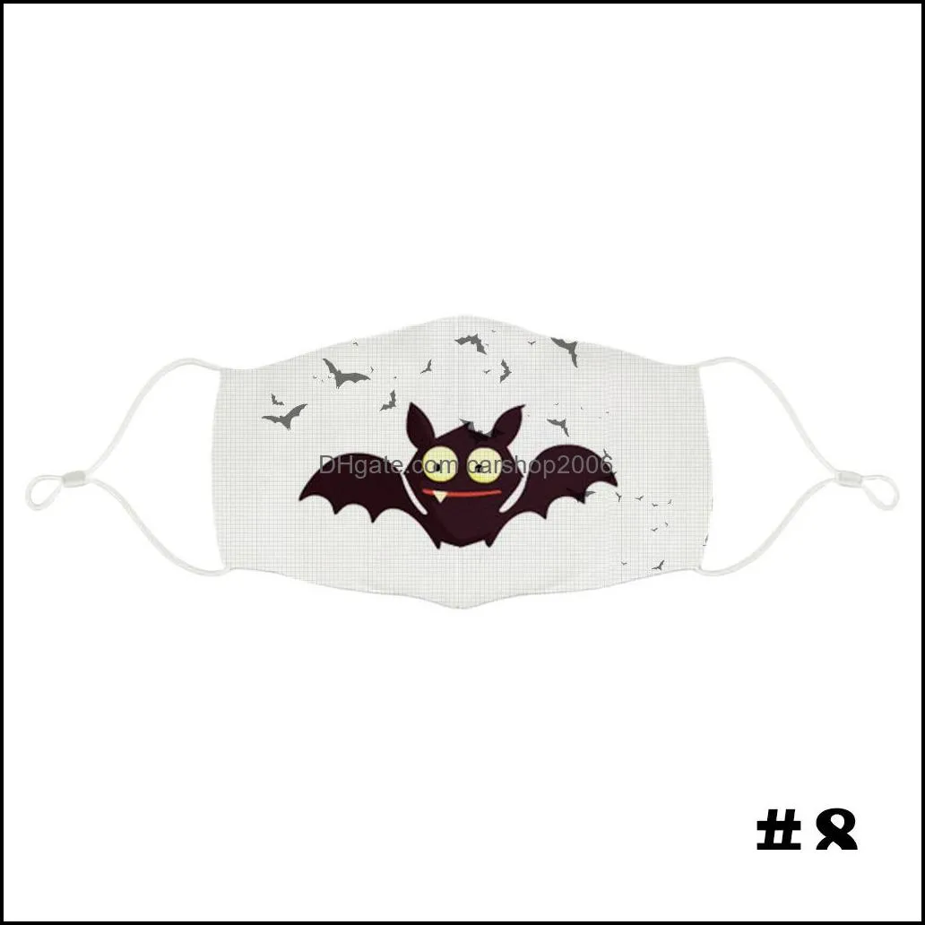 Halloween Printed children`s cotton cloth masks student dust and haze mask can be washed PM2.5 HWd9827