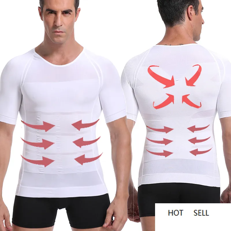 Mannen Afslanken Houdings Vest Mannetje voor Corrector Compression Body Building Fat Burn Burn Borst Tummy Shirt Corset
