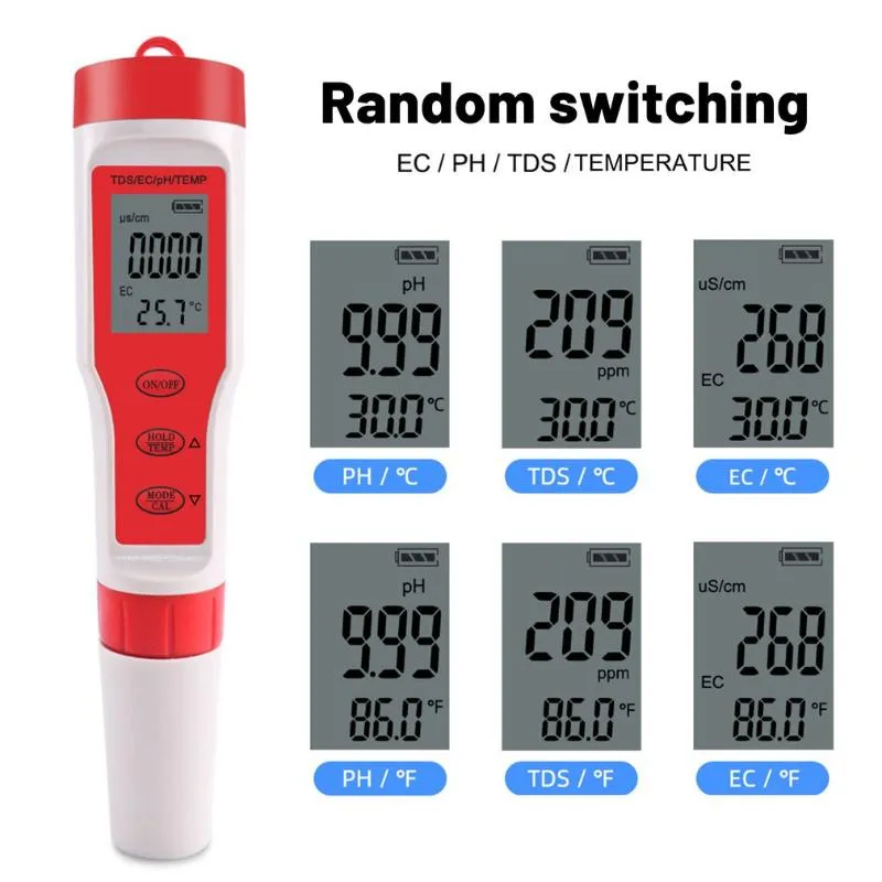 Medidor de pH, medidor de pH digital con pantalla LCD PH818 Medidor de pH  portátil Probador de calidad del agua, rango de pH de alta precisión a  0.00-14.00PH Medidor de pH TDS
