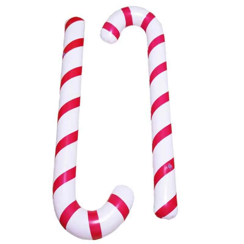 Inflatable Christmas Canes Classic Lightweight Hanging Decoration Lollipop Balloon Xmas Party Balloons Ornaments Adornment Gift 88cm/35inch HY0175