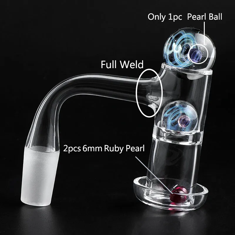 Pleine soudure bord biseauté fumée double couche Terp Slurper Banger avec des boules d'univers en verre de 22mm14mm 2pcs 6mm perle de rubis pour bangs à eau