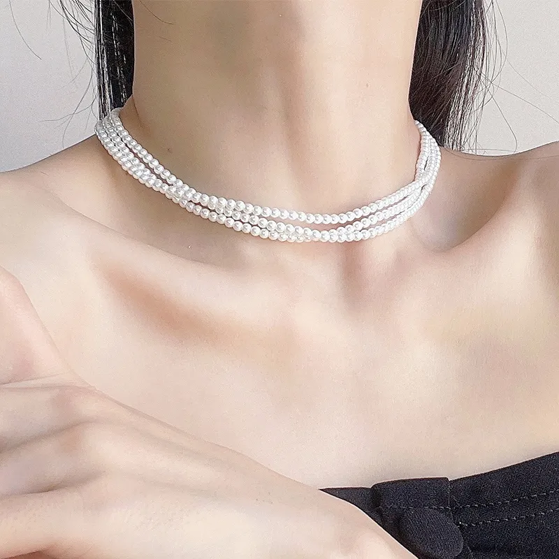 Japanese Pearl Necklace Female Niche Design Multi-Layer Light Luxury Autumn And Winter Sweater Chain Ins Tide Clavicle Jewelry